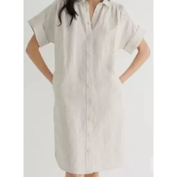 Boho J Crew Baird McNutt Irish Soft Linen Relaxed fit Shirt Dress Flax Capsule X - Picture 1 of 13